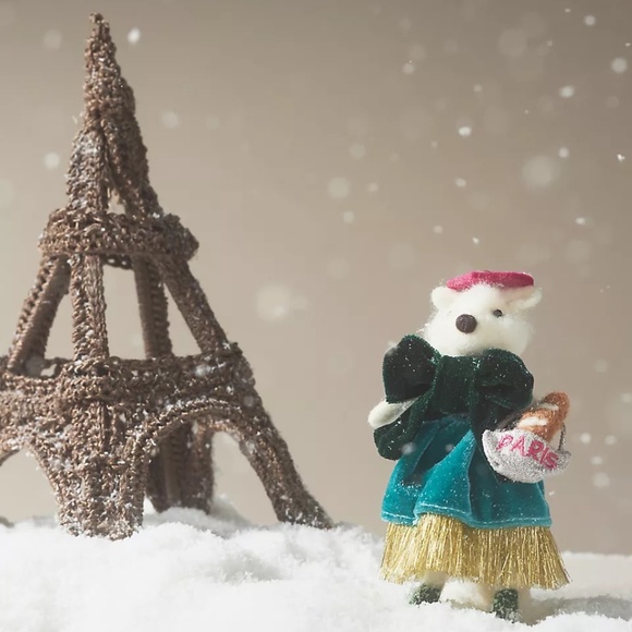NWT Anthropologie Travel Fox Paris Christmas Felt Ornament - Picture 1 of 2